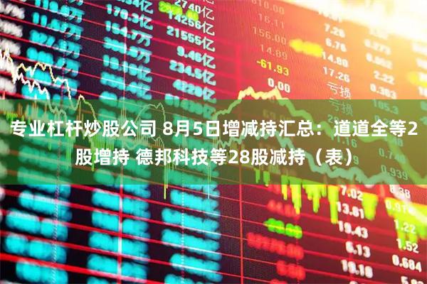 专业杠杆炒股公司 8月5日增减持汇总：道道全等2股增持 德邦科技等28股减持（表）